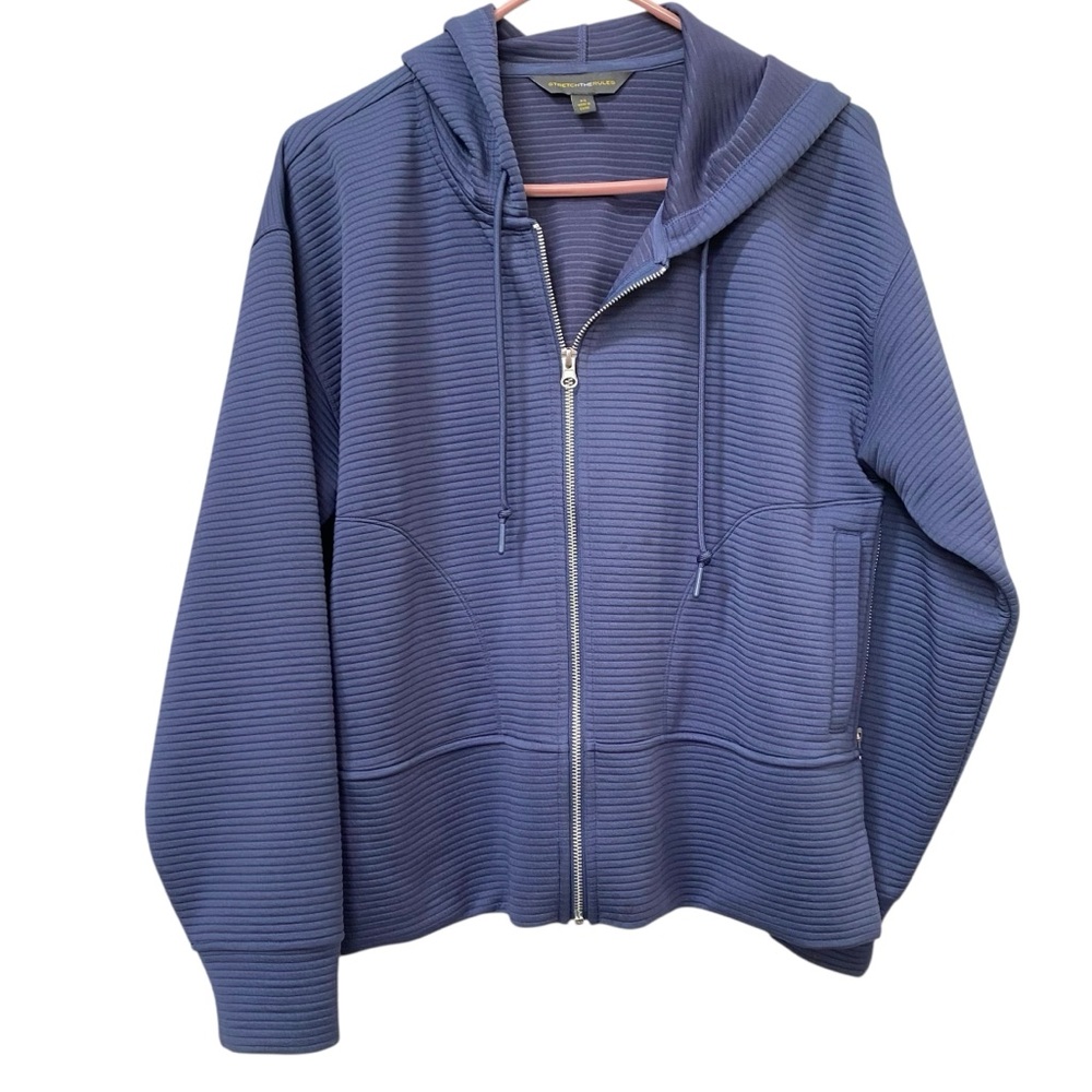 Stretch the rules purple ribbed zip hoodie sweatshirt M